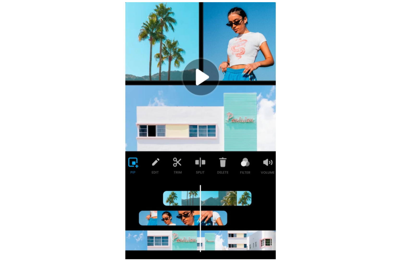 Interfaccia dell'editor video InShot