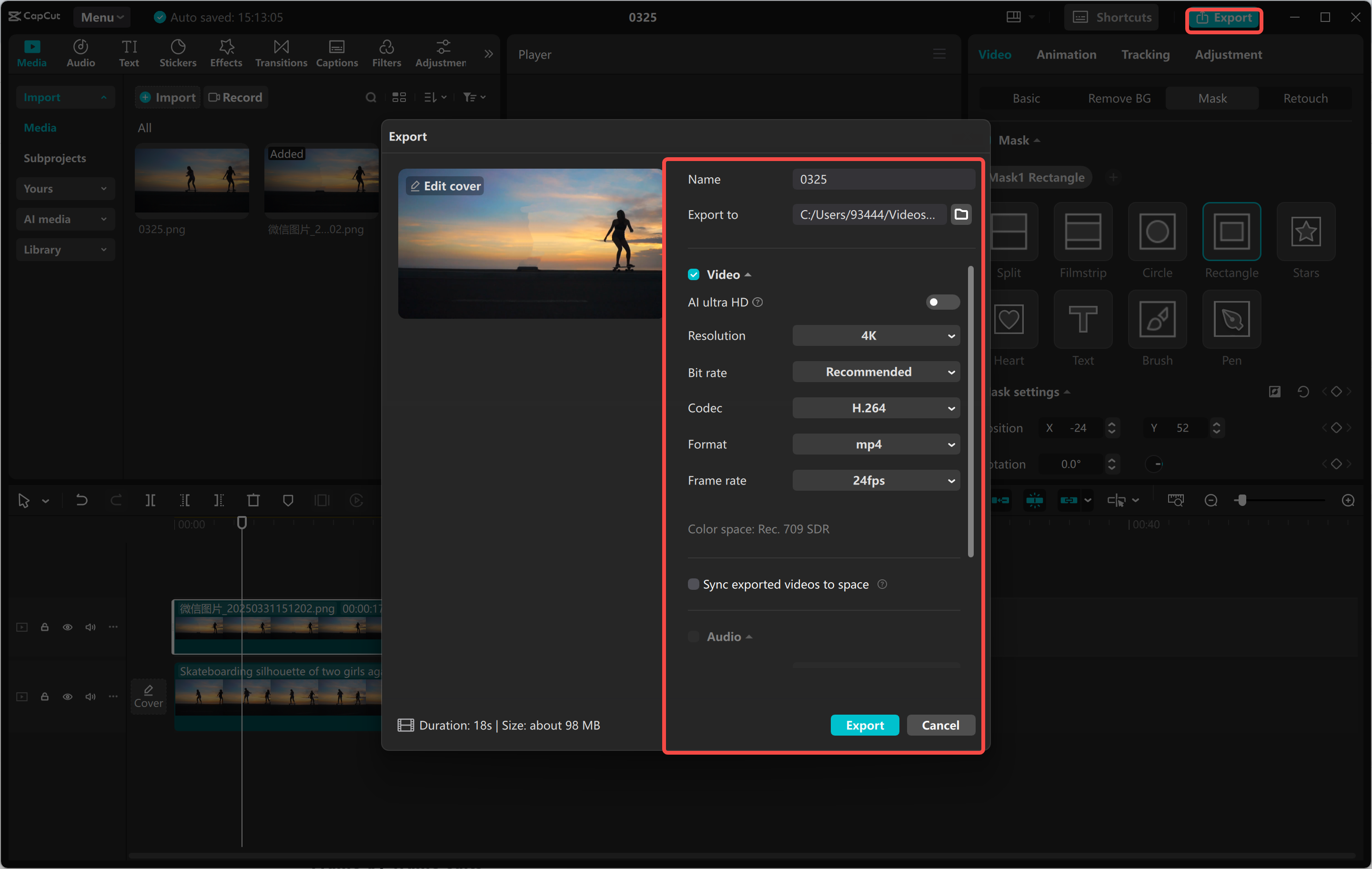 Exportieren eines Videos aus dem CapCut Desktop-Video-Editor