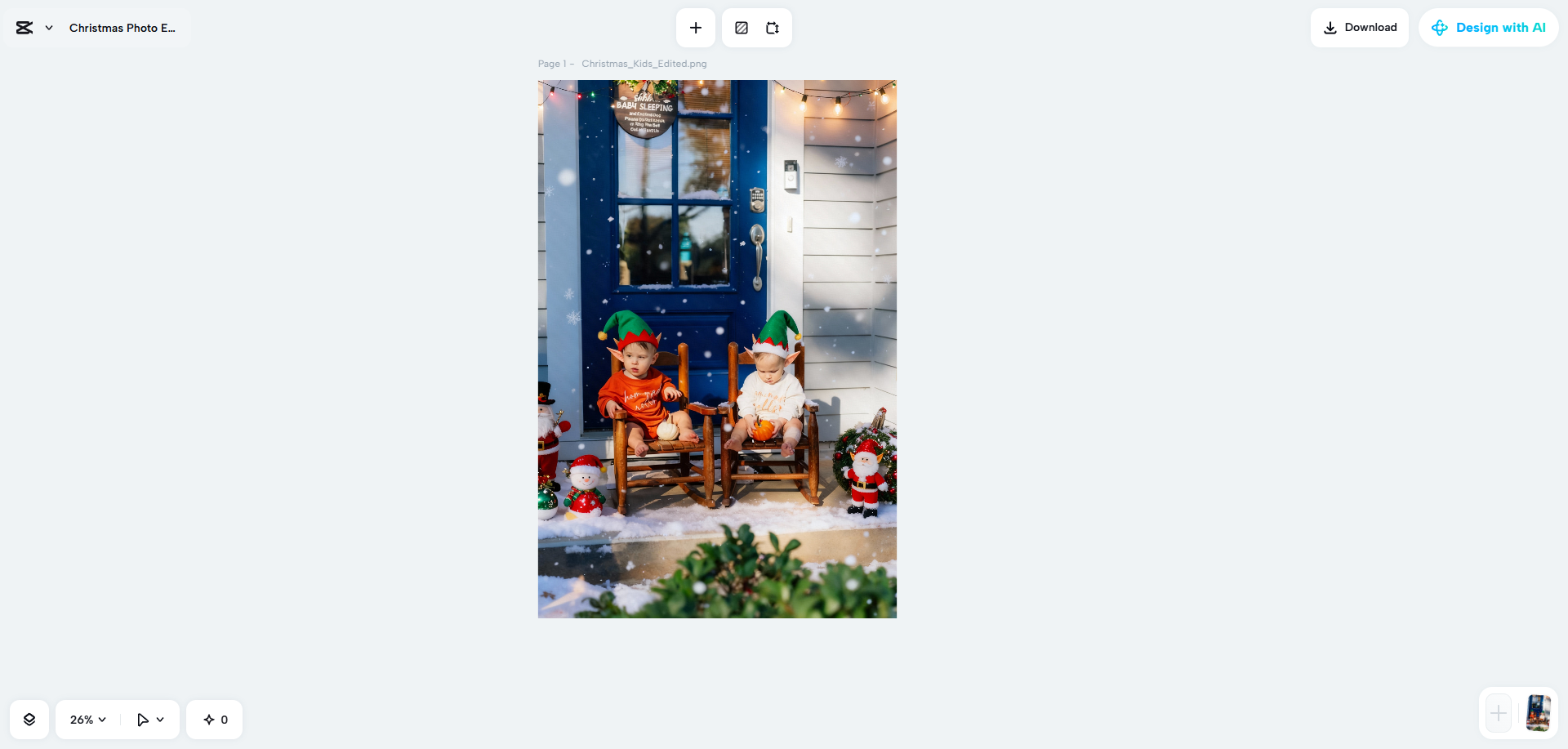 ฟีเจอร์ออกแบบด้วย AI ของ CapCut Web การใช้ฟิลเตอร์คริสต์มาสเอลฟ์บนภาพถ่าย