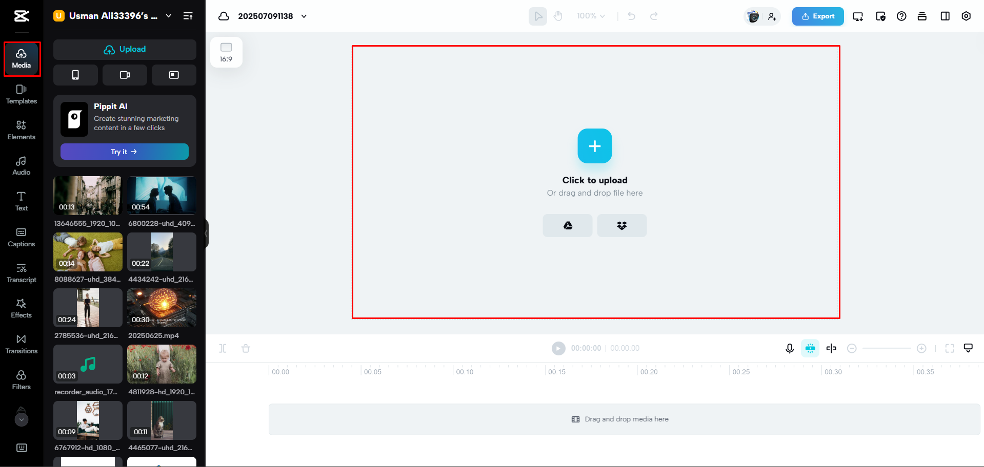 Nhập video vào CapCut Web