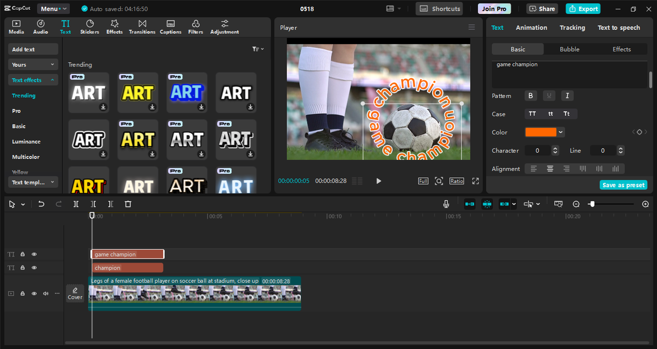Interfaccia dell' CapCut editor video desktop - lo strumento migliore per avvolgere il testo intorno a un'immagine