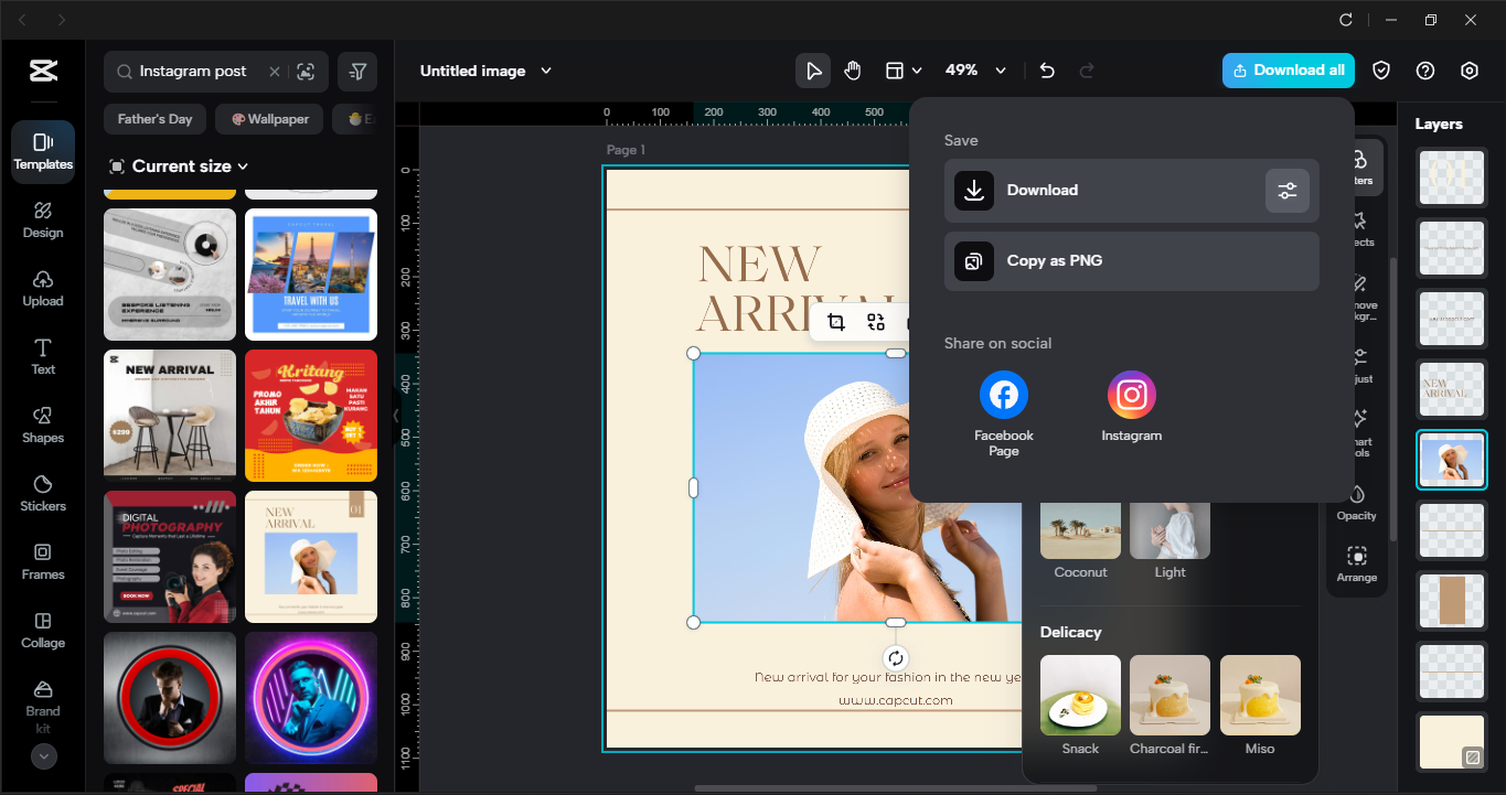 Pag-export ng Instagram Post mula sa CapCut desktop video editor