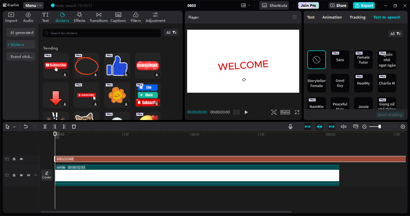 CapCut desktop interface