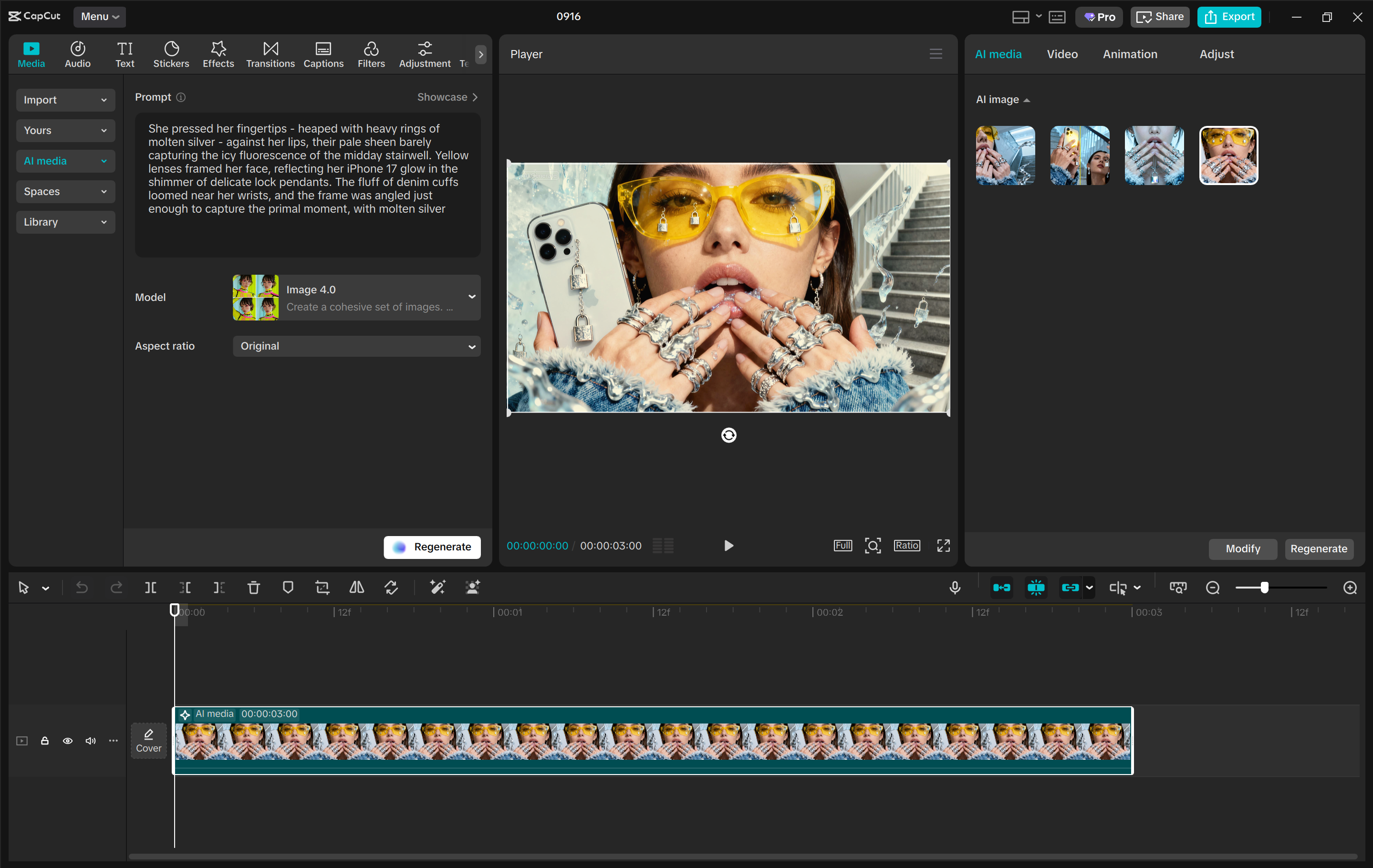 Interface of the CapCut desktop video editor - the best tool for AI image generation