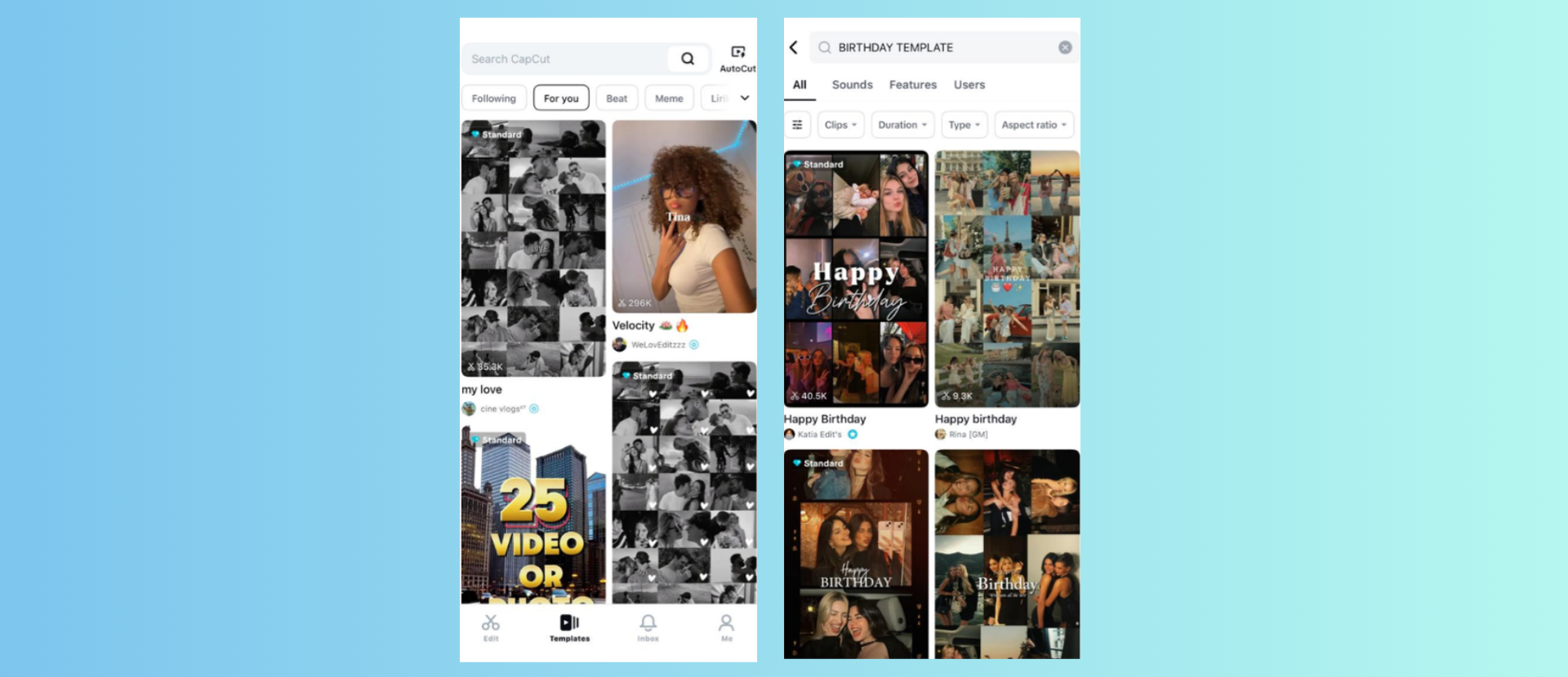 Choose your birthday video templates