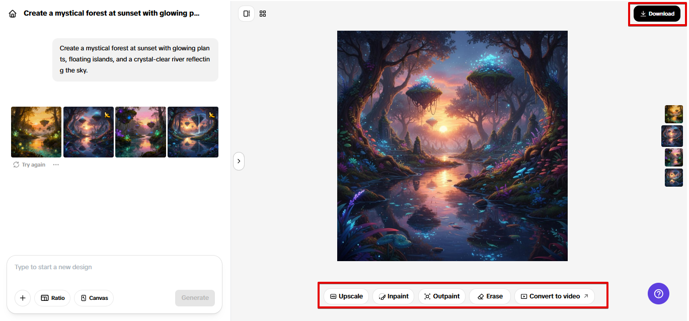 Экспорт цифрового искусства из Pippit