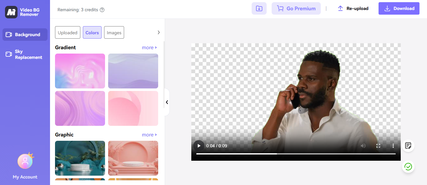 Apply green screen removal