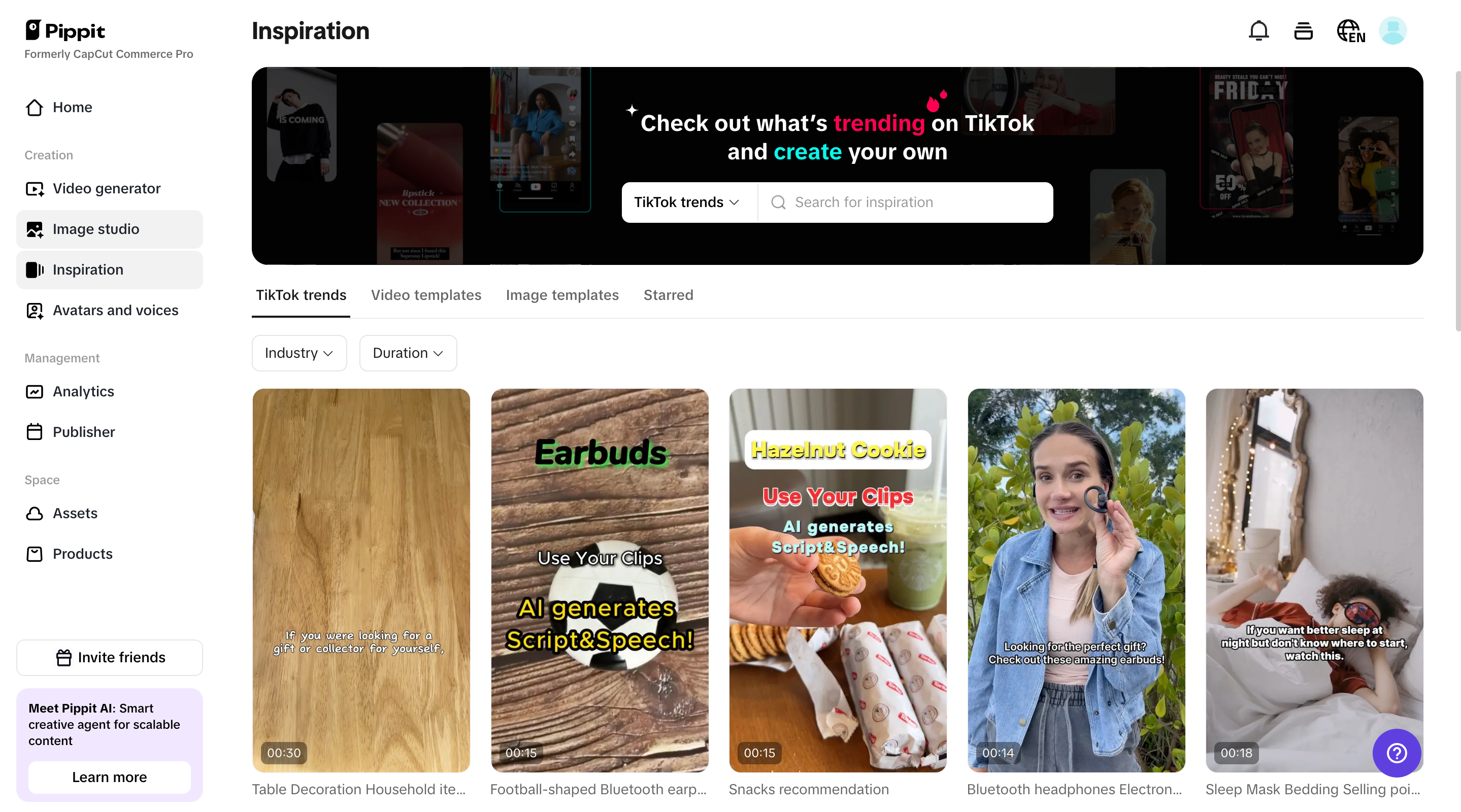 Pippit customizable video templates