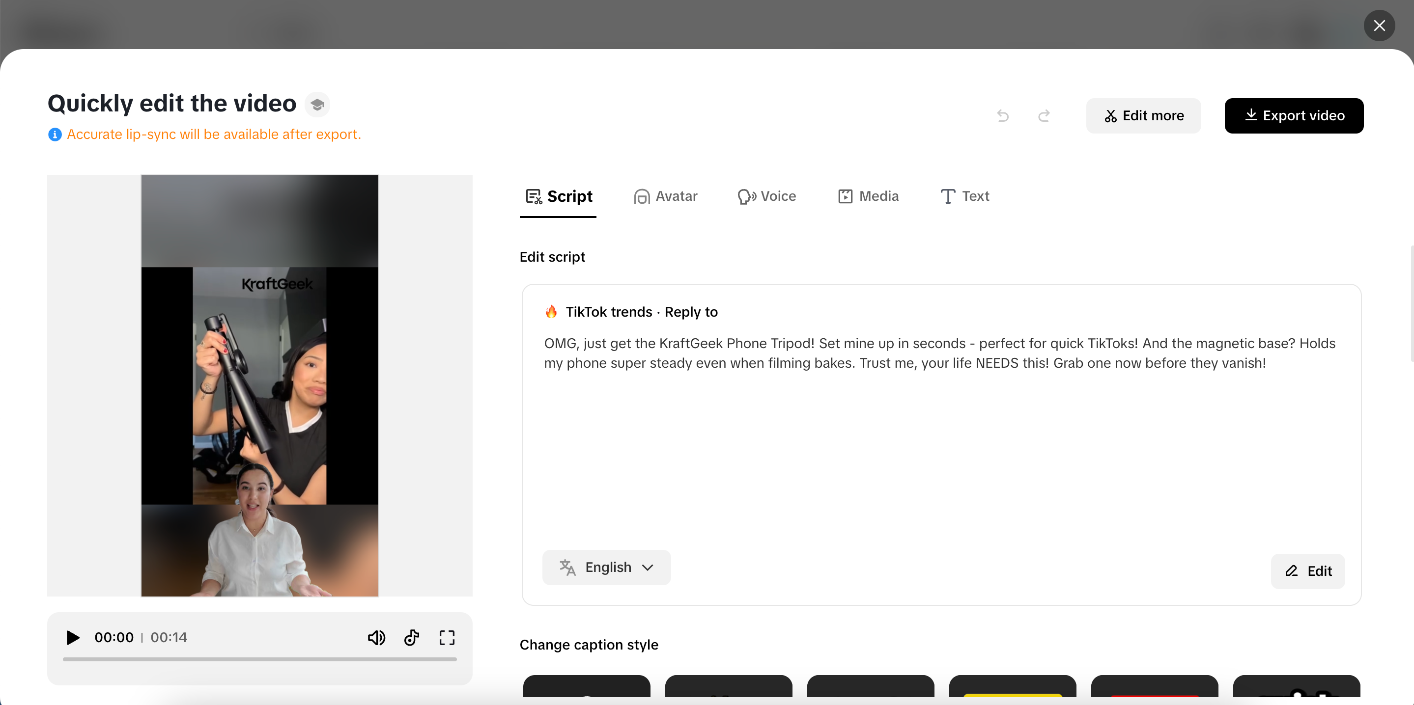 Add script and customize voices