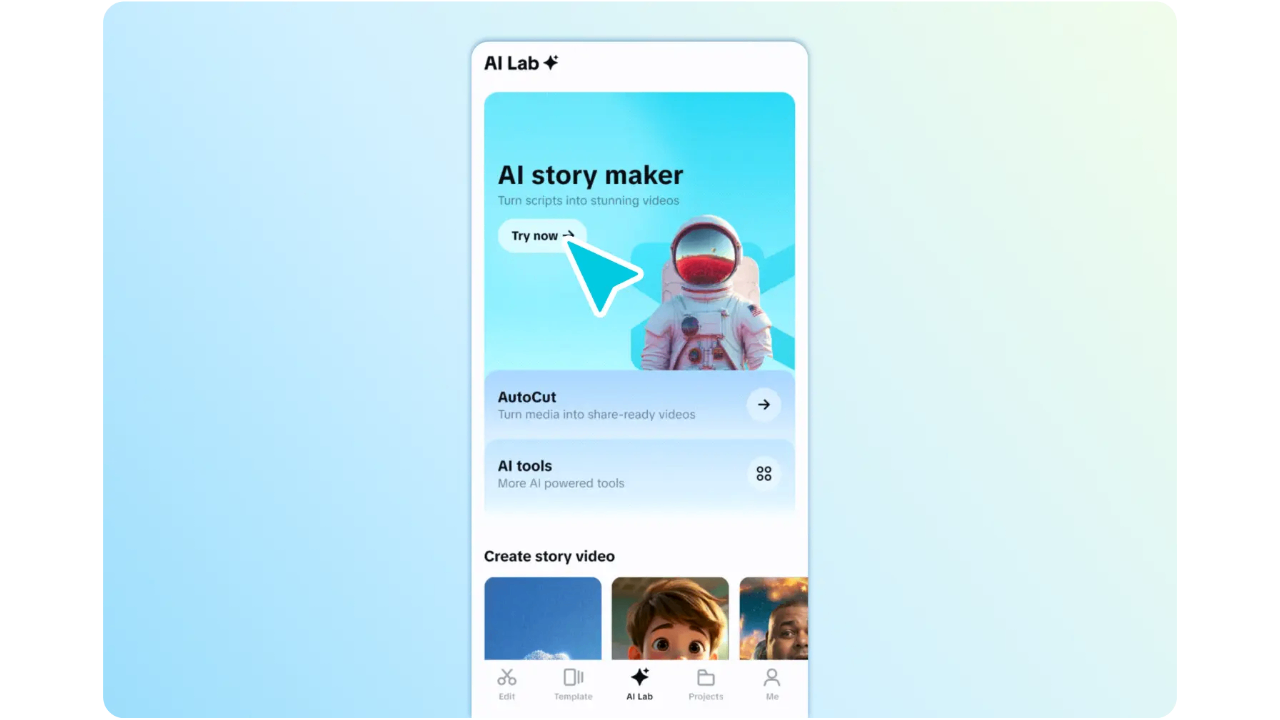 Tekst naar AI-videogenerator: CapCut-app