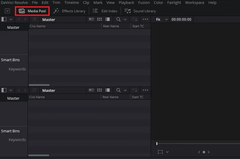 Revincular os clipes quando o áudio do DaVinci Resolve não estiver sendo reproduzido na linha de tempo