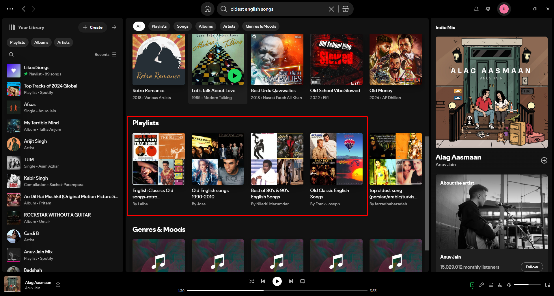 Escolhendo uma lista de reprodução adequada com a música mais antiga do Spotify