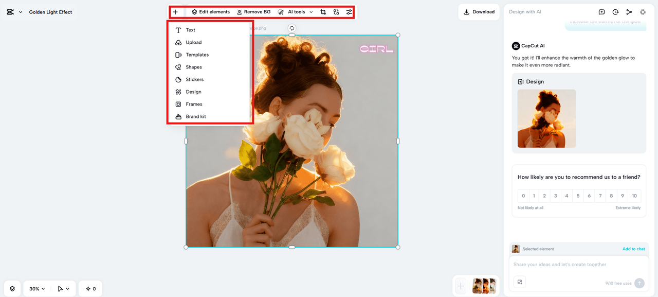 Fine-tune with editing tools