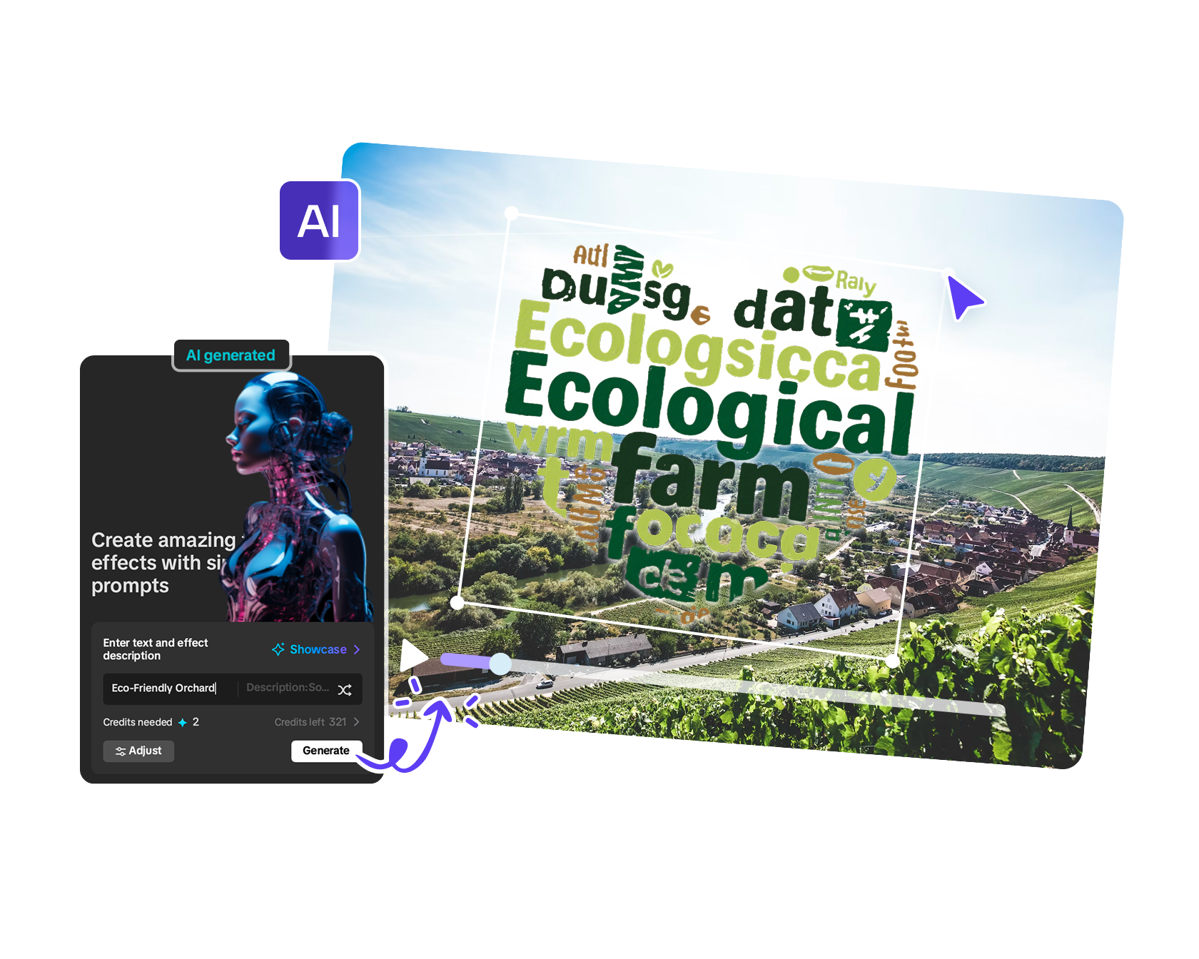 Generate a word cloud using CapCut's AI text feature