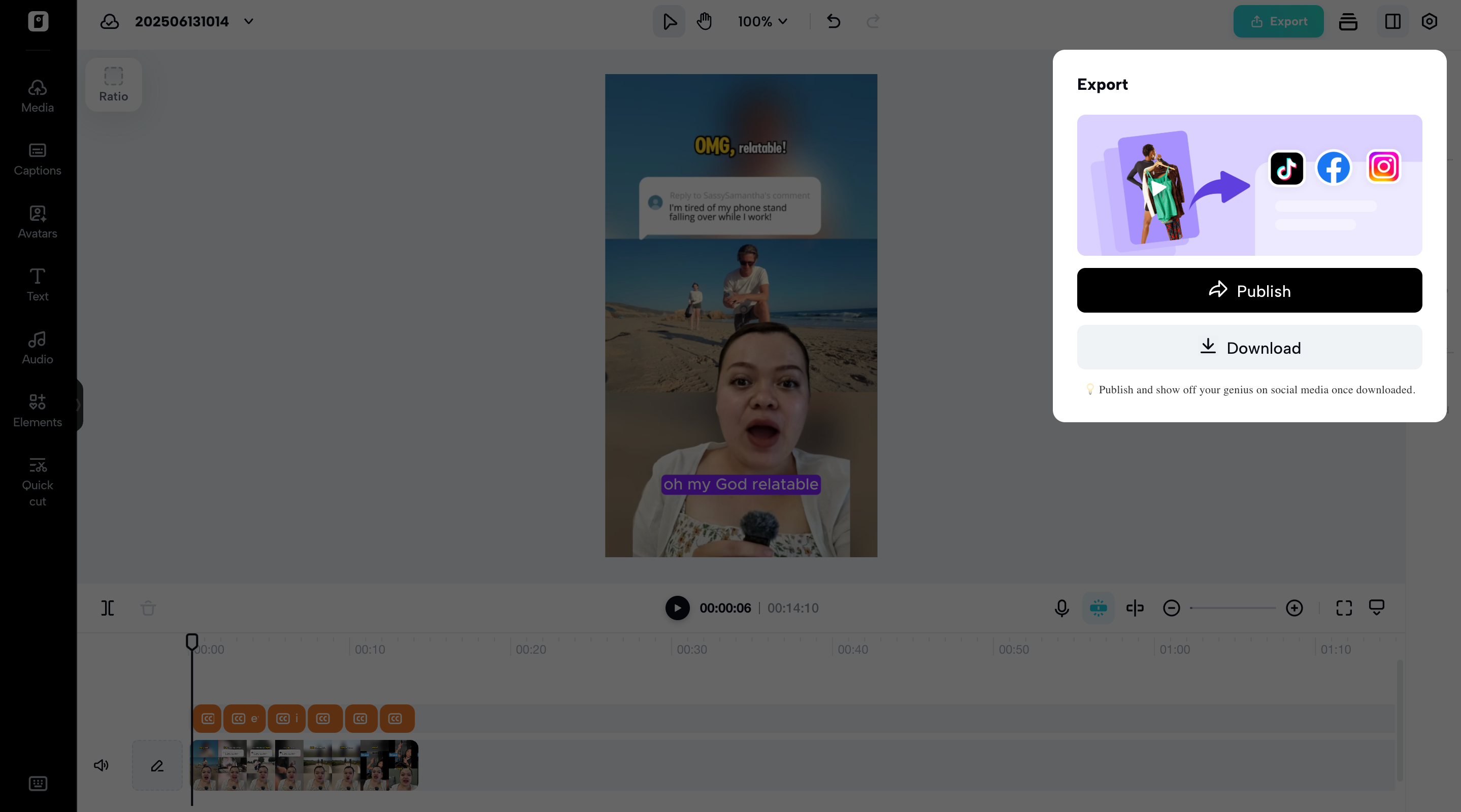 Export & share the video