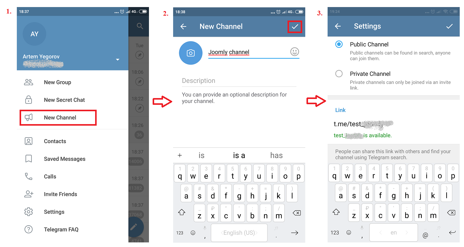 Image showing how to create a Telegram channel