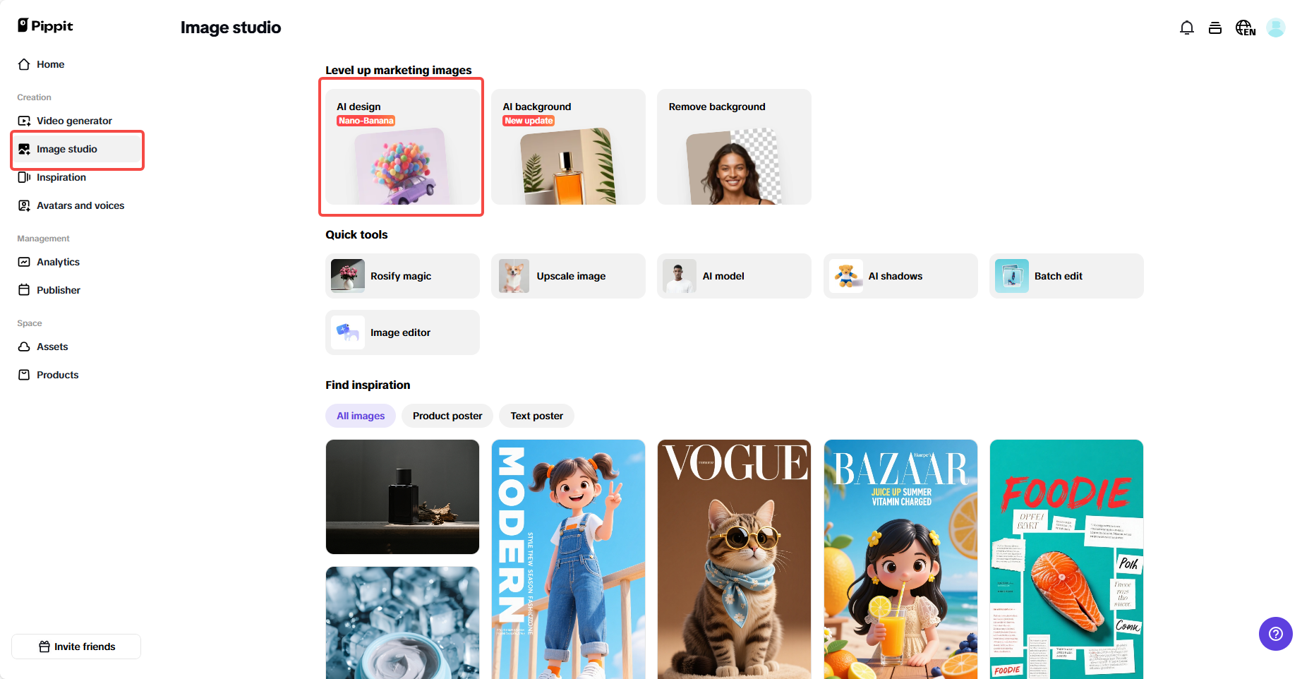 Access the AI design feature