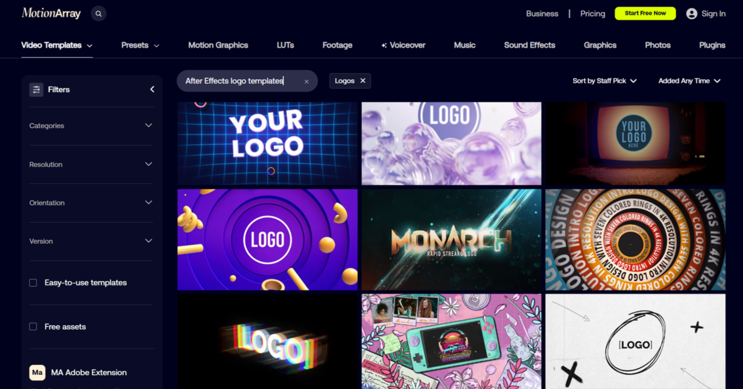 Motion Array - logo reveal After Effects templates