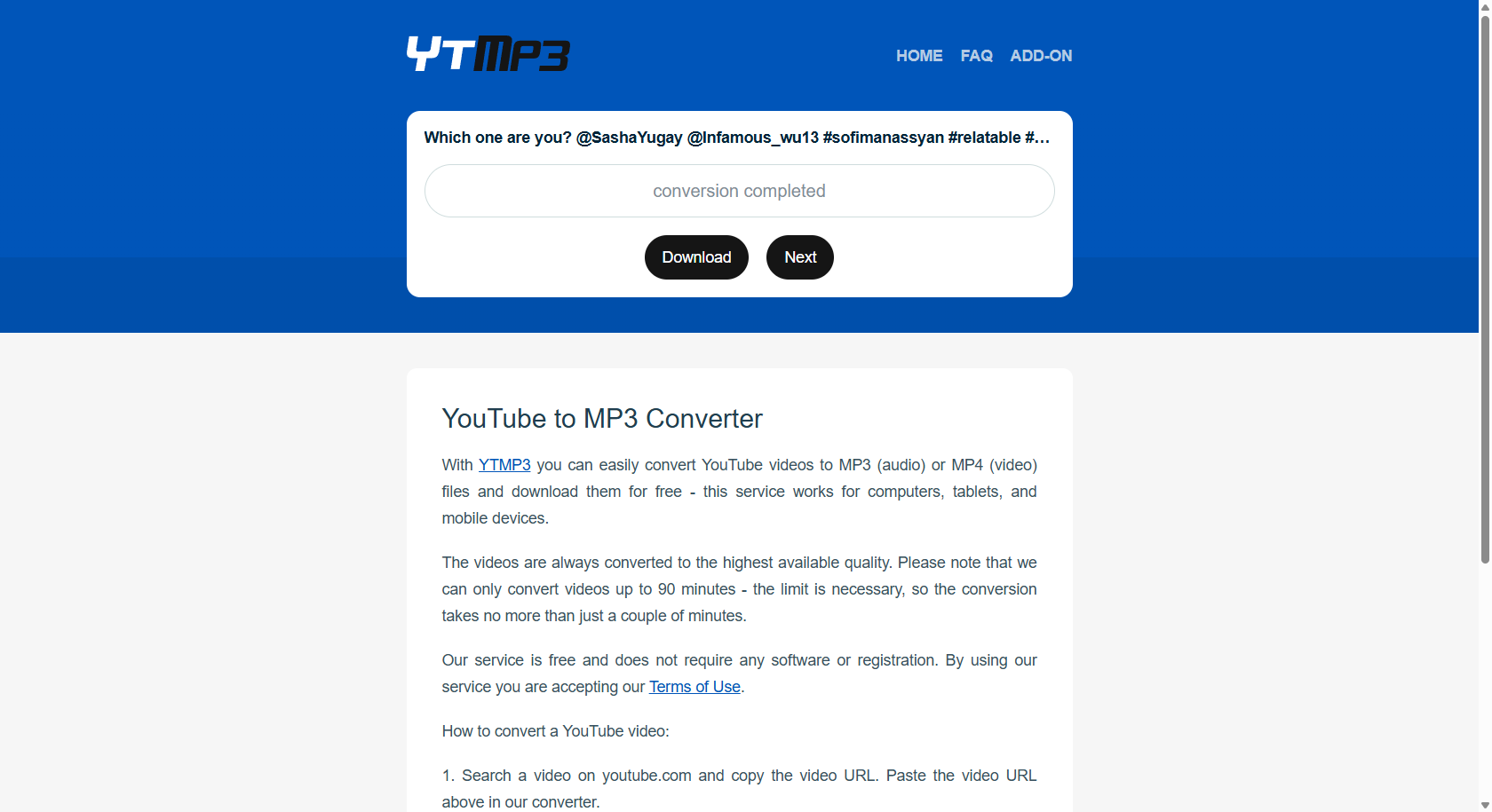 Ytmp3 YouTube to MP3 converter