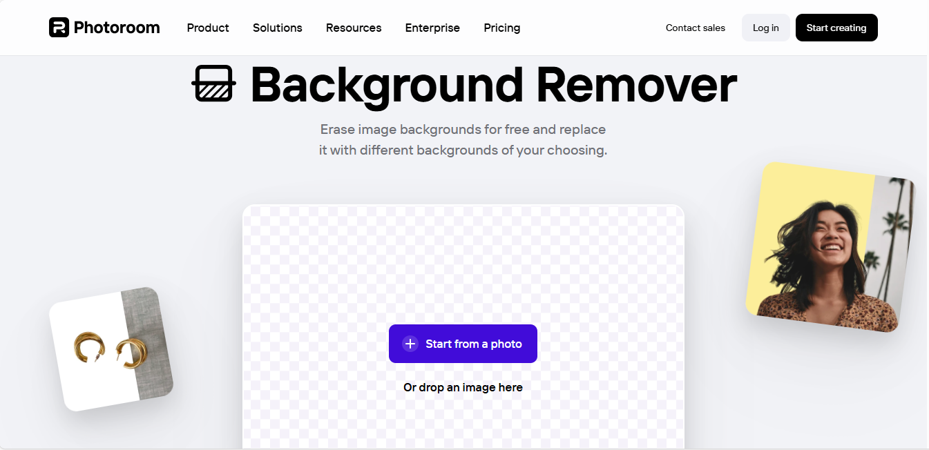 PhotoRoom BG remover interface
