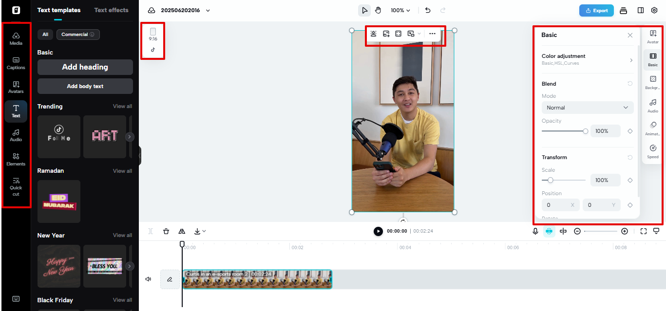 Video editor in Pippit