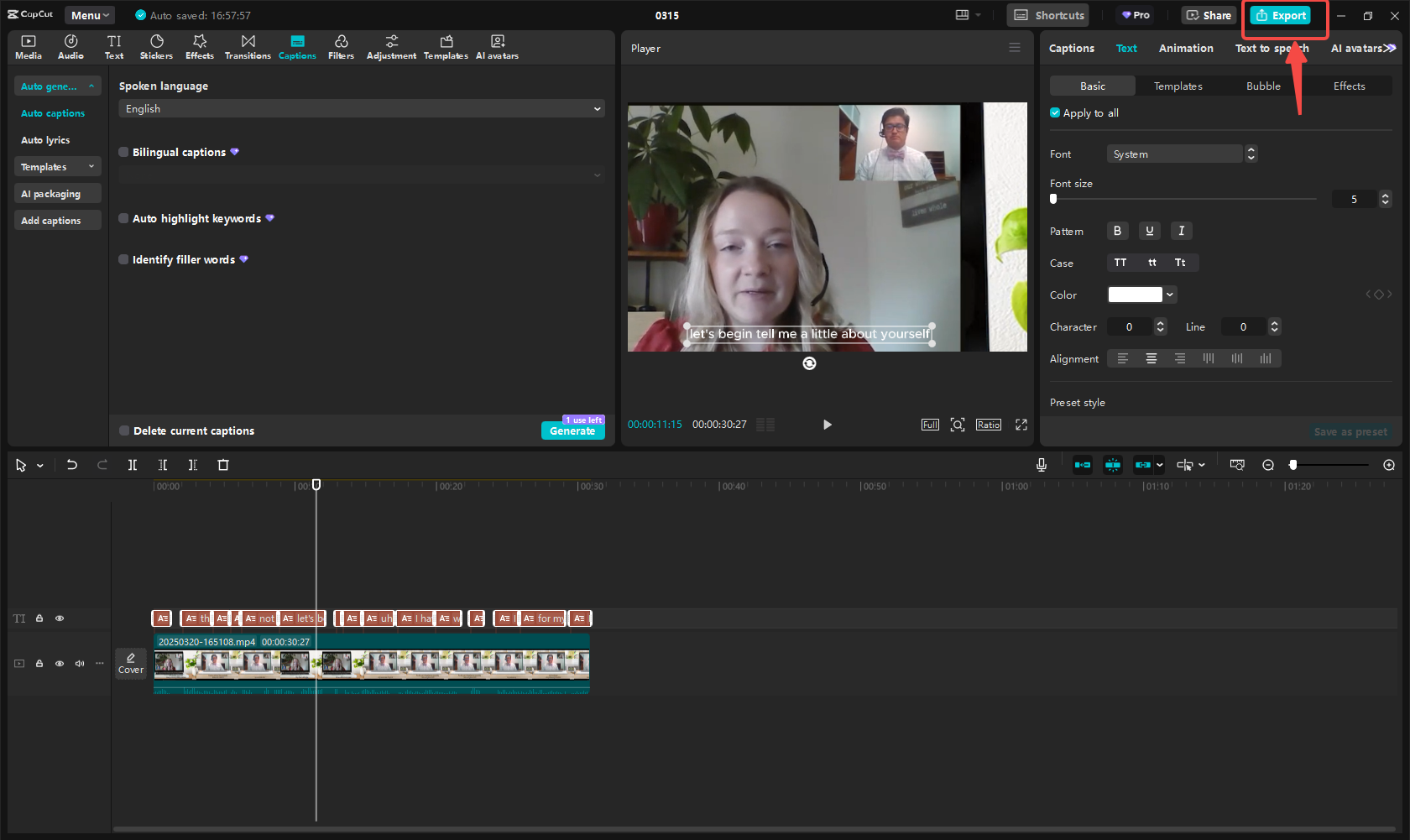 Exportieren und teilen Sie Ihr Interview-Video