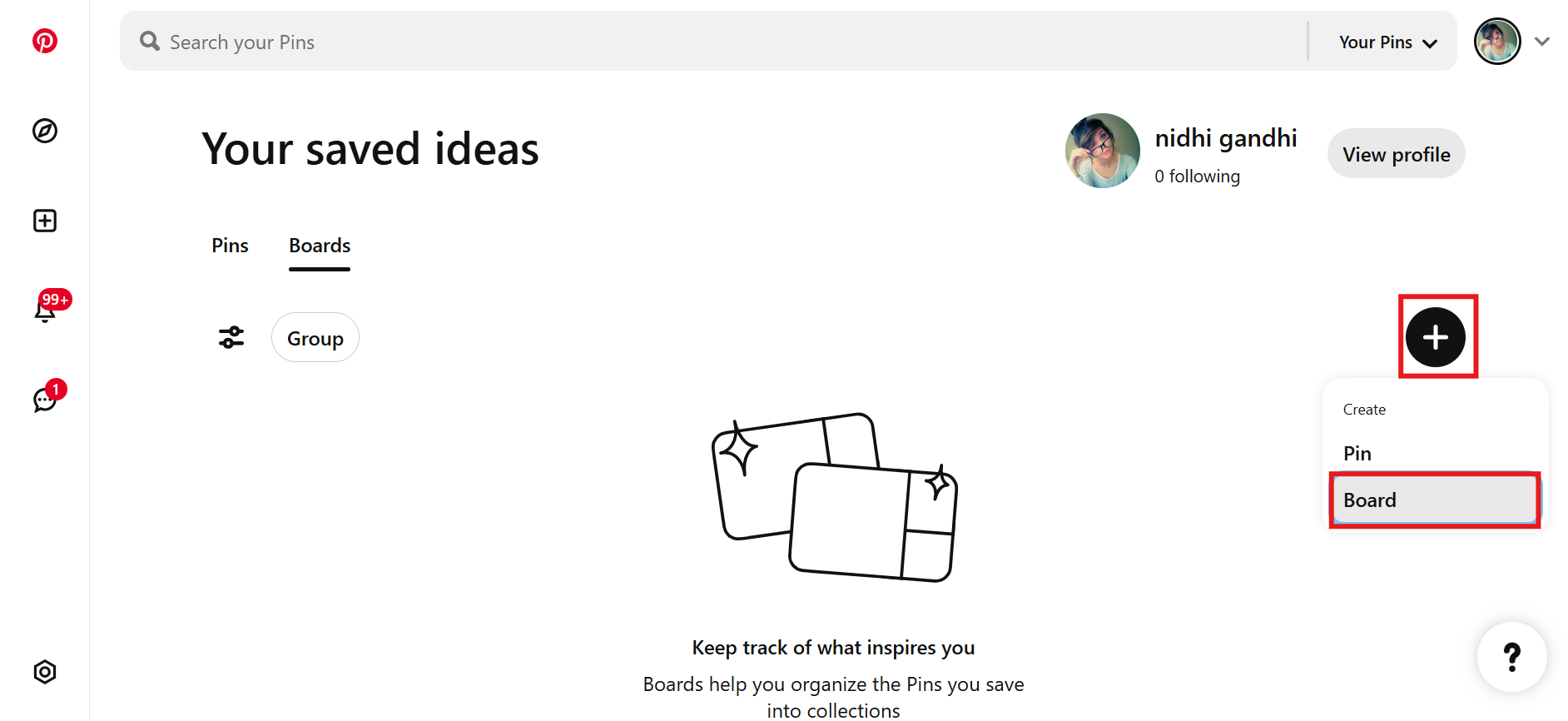 maak een Pinterest bord