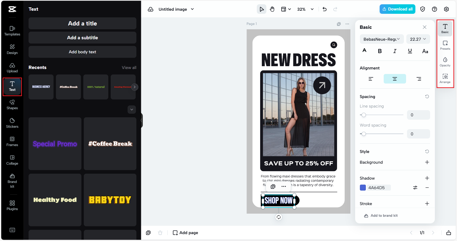 Etkileşimli bir reklam oluşturmak için metin ekleyin