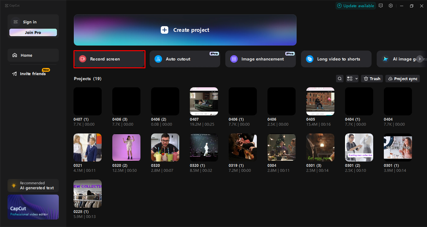 Pagre-record ng screen gamit ang CapCut desktop video editor