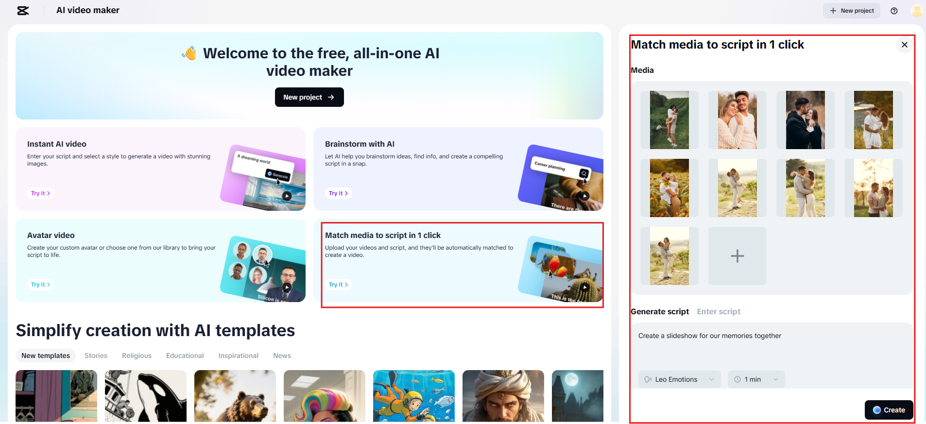 Generate script and video