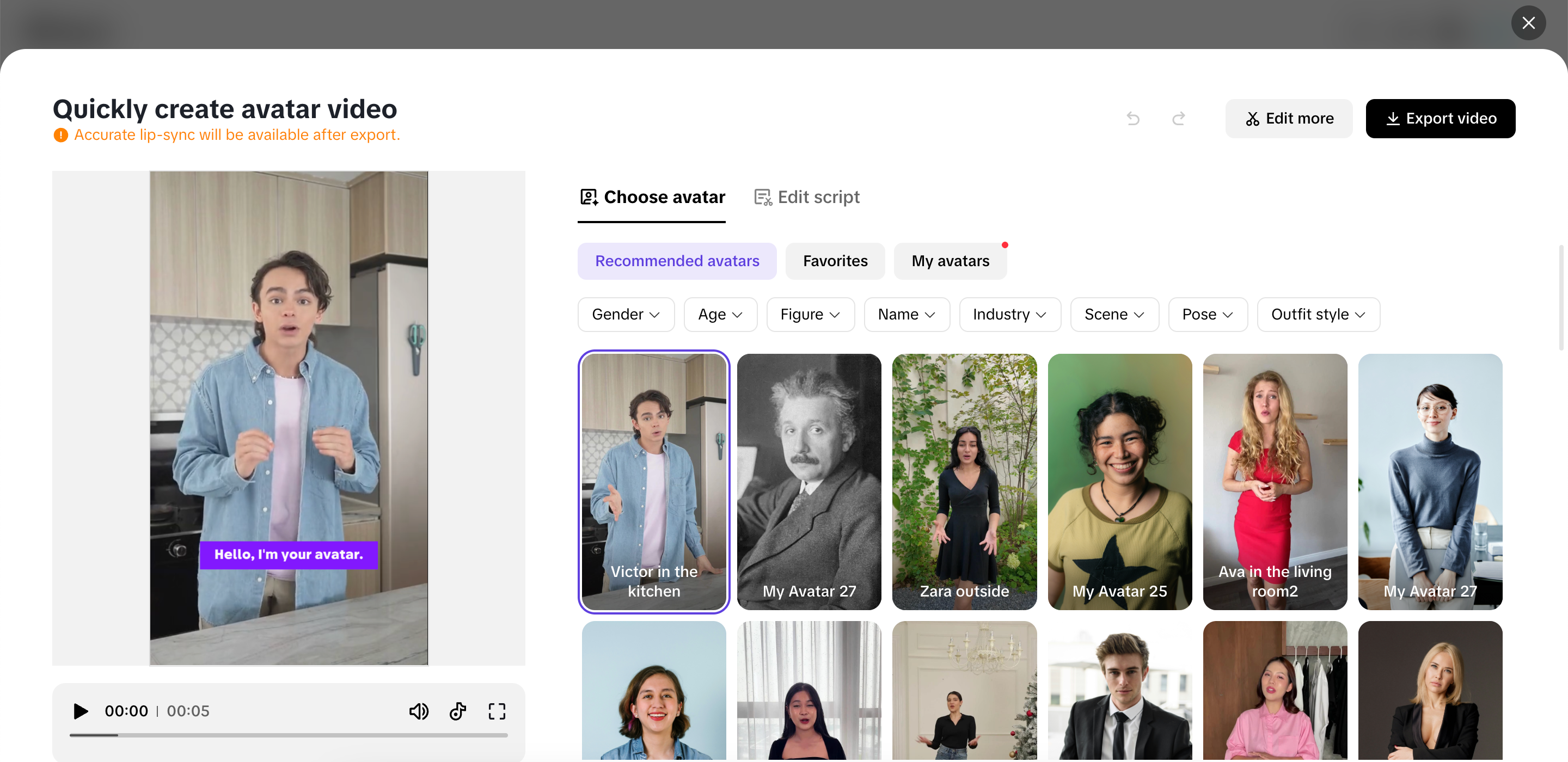 Lifelike avatar videos