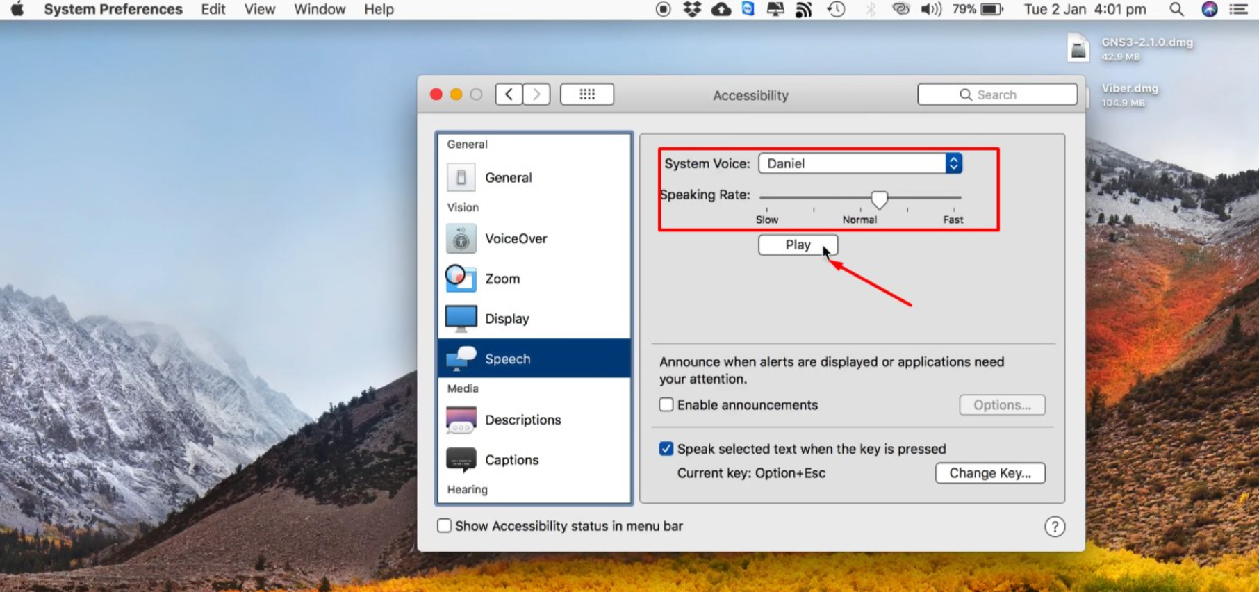 Adjusting the Mac text-to-voice rate