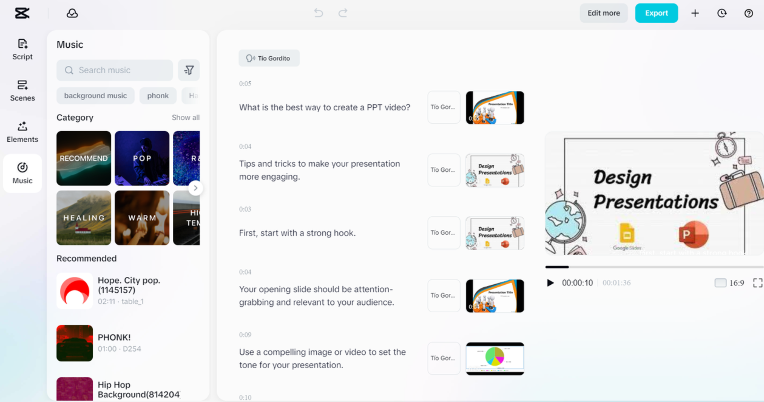 Video editing interface of the CapCut desktop editor