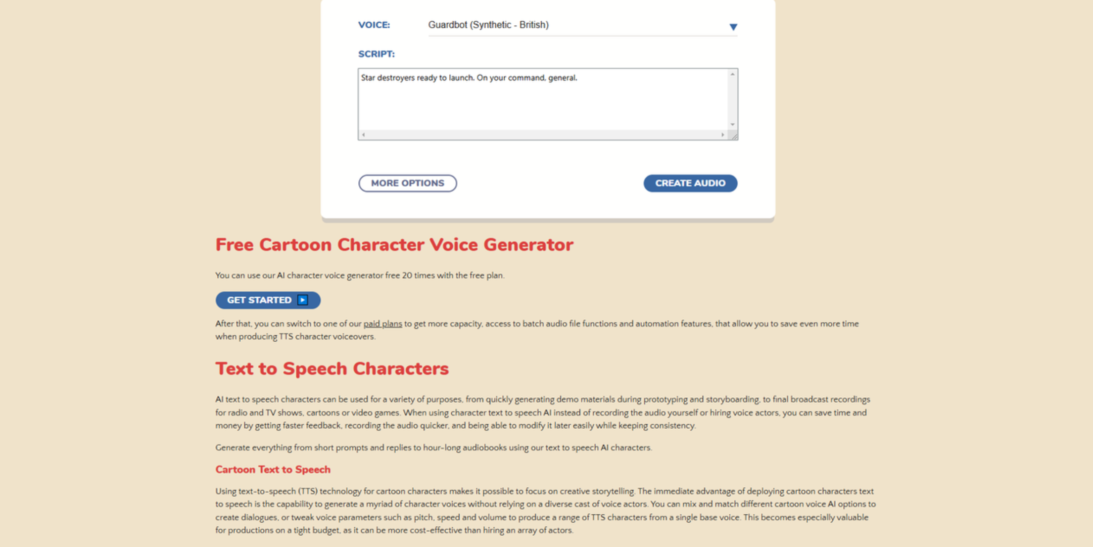 Interface of Narakeet - another text to speech AI voice character tool