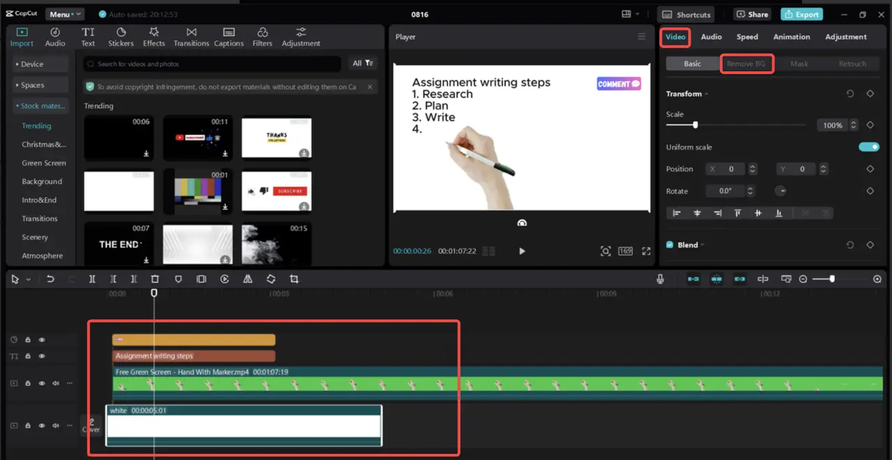 Menambahkan teks dan sulih suara ke video di CapCut editor video desktop