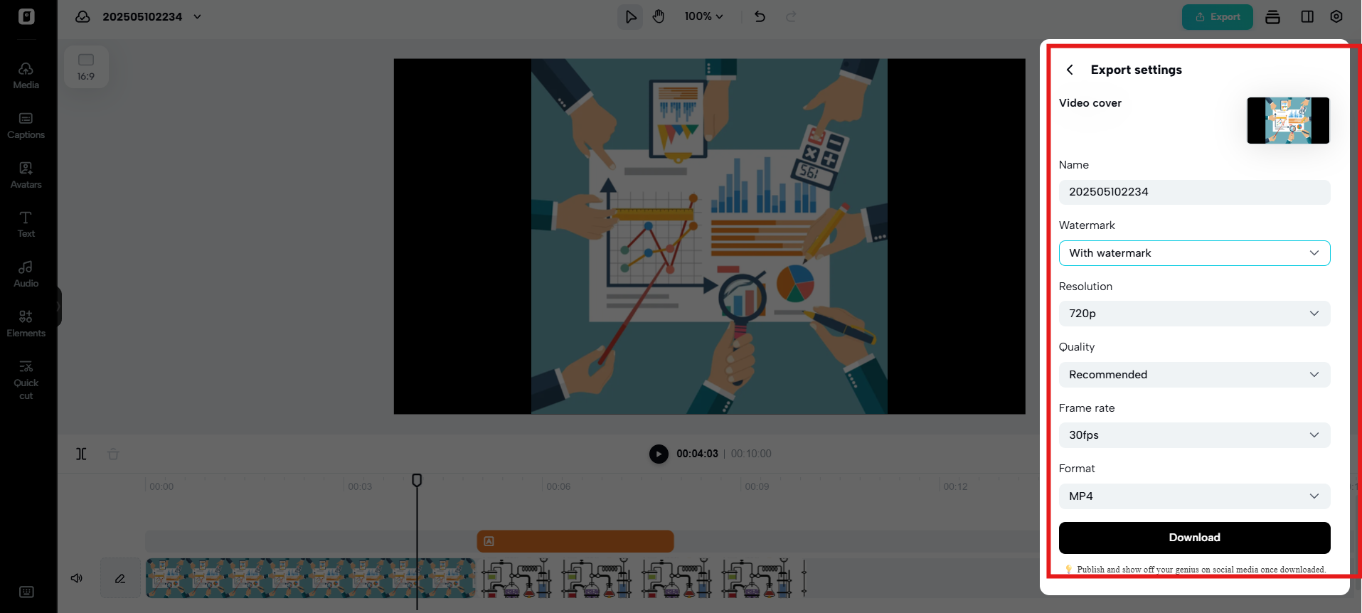 Export the video