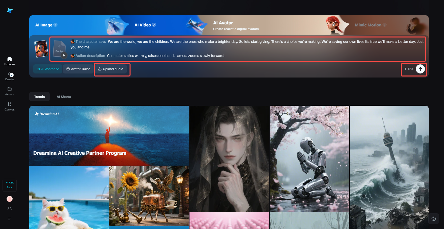 Dreamina: Singing images free voice settings