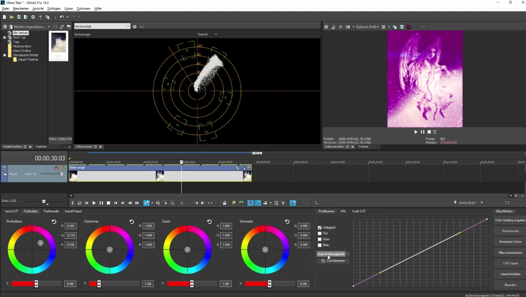Color grading in Vegas Pro