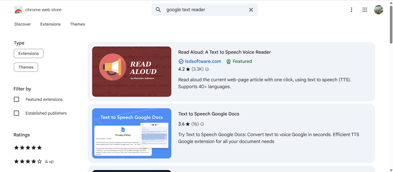 Căutați cititor de text Google