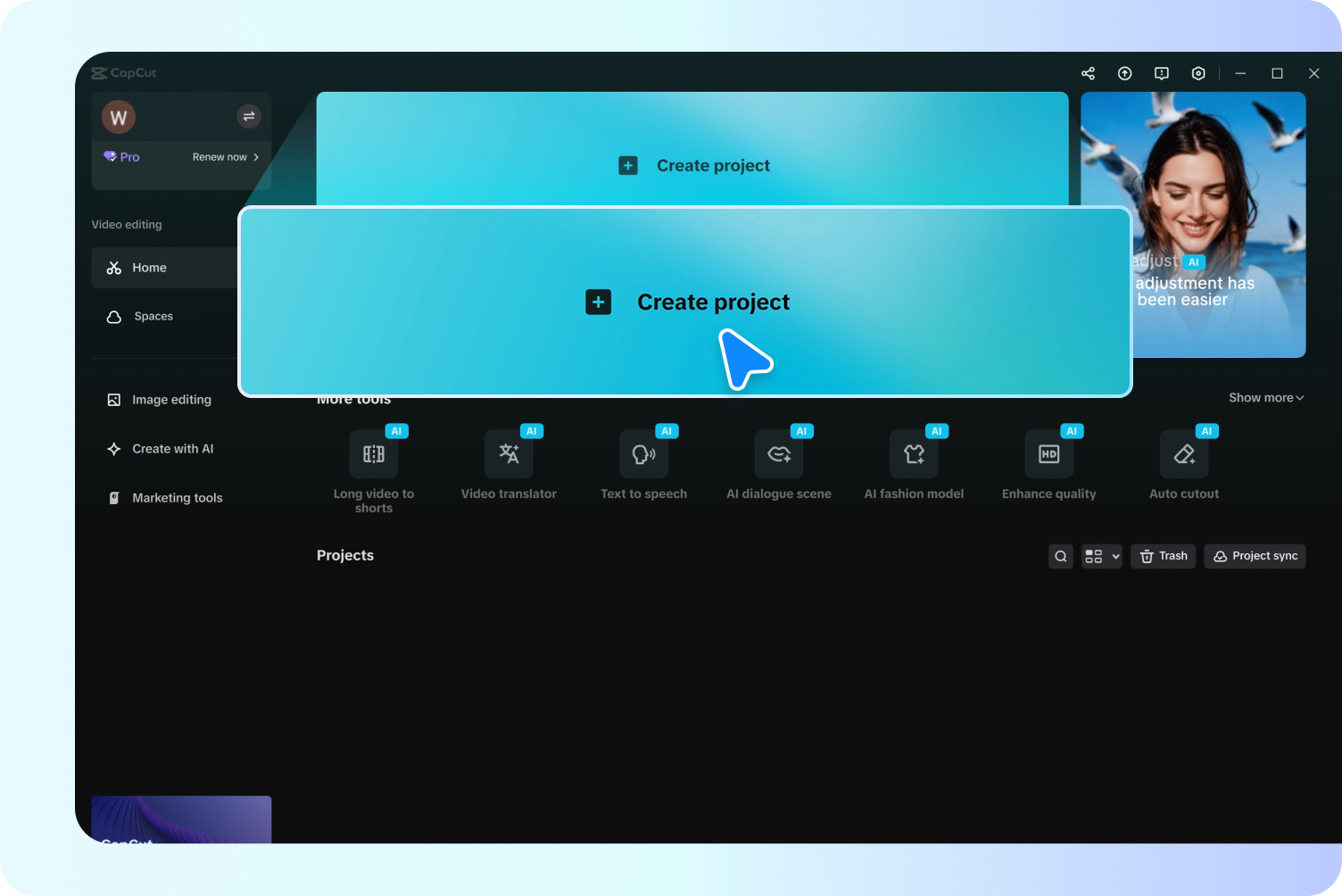 Uploading media into CapCut's video editor