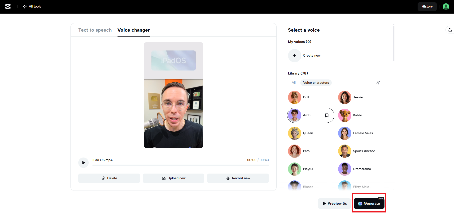 Generate your new voice