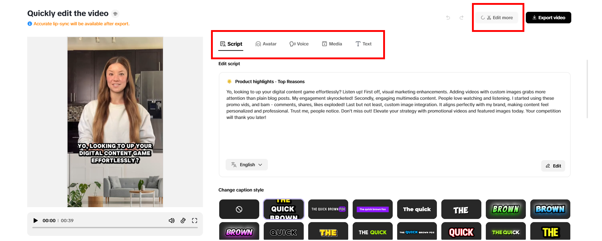 Perform any quick changes to your video