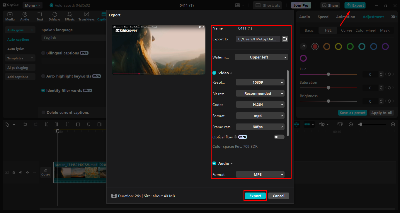 Video exporteren in de CapCut desktop video-editor