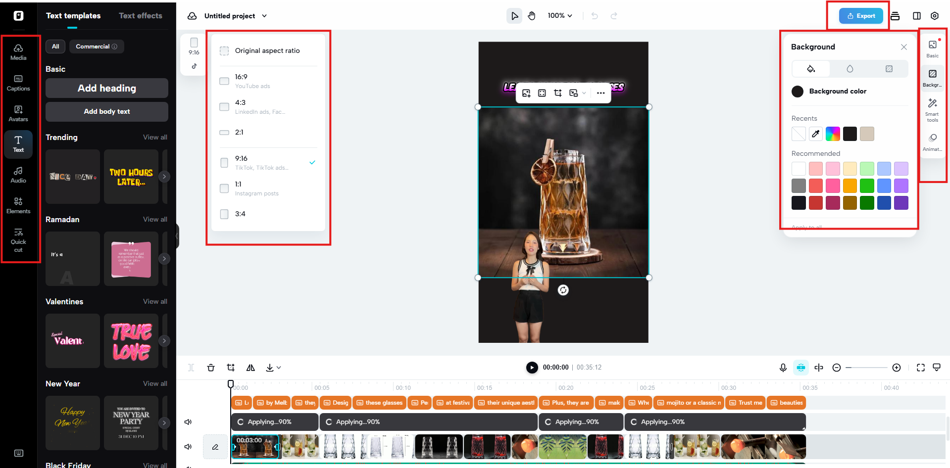 Advance editing interface