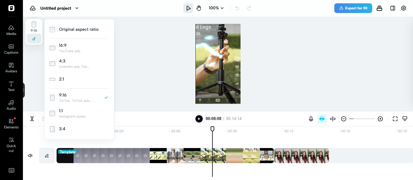 Resize for social media content