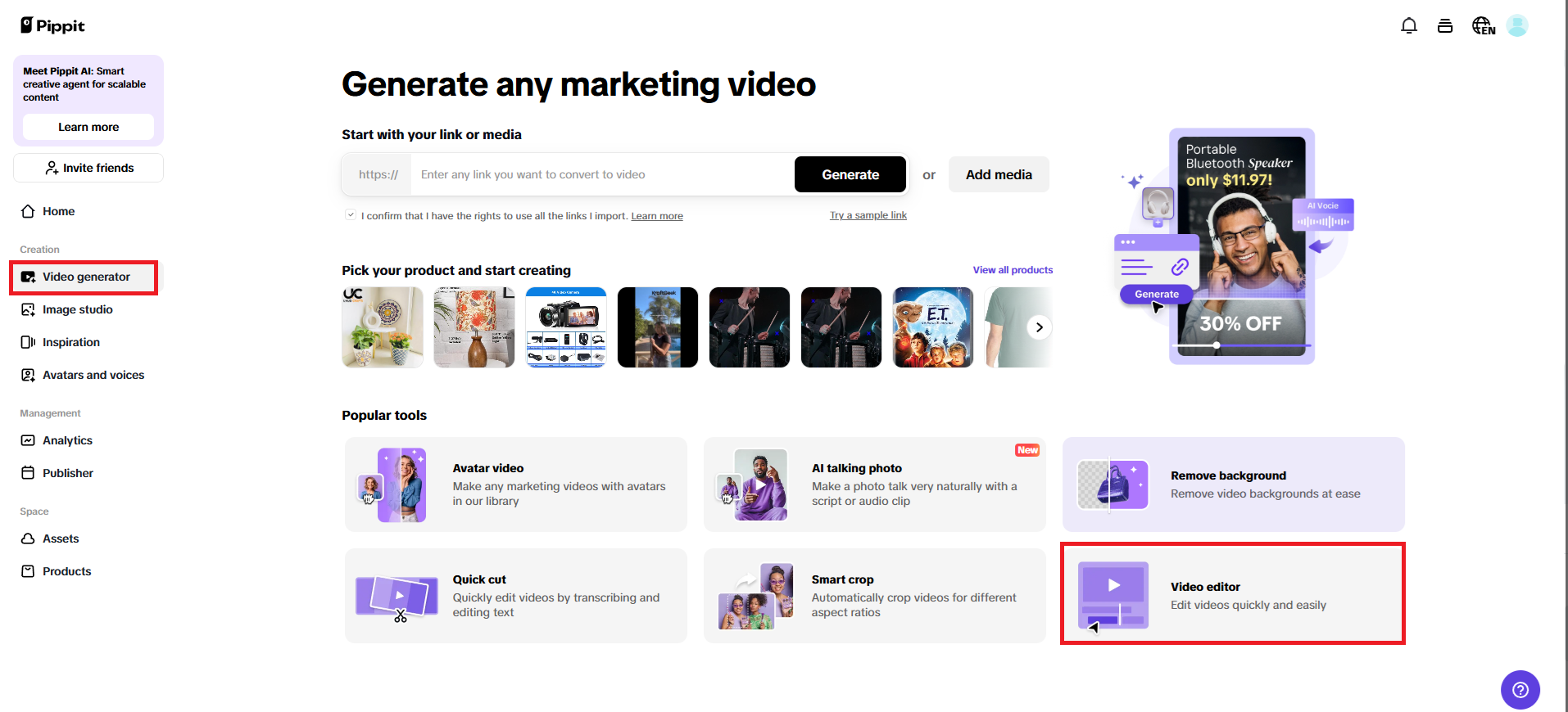 Video editor option