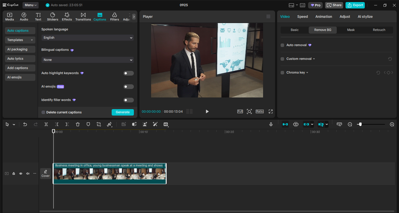 Interface of the CapCut desktop video editor - the best tool to edit videos with AI tools