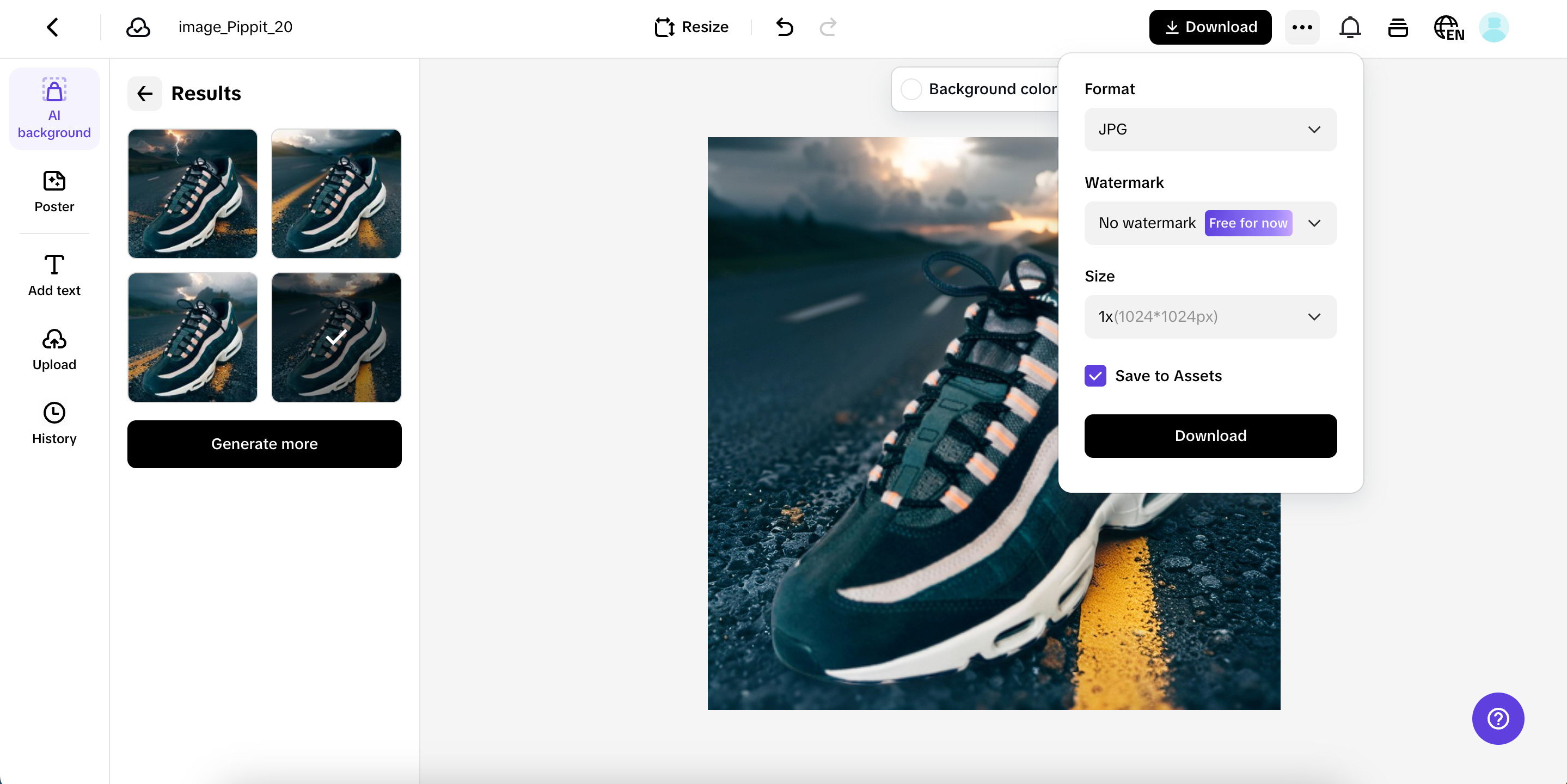 Export your product image