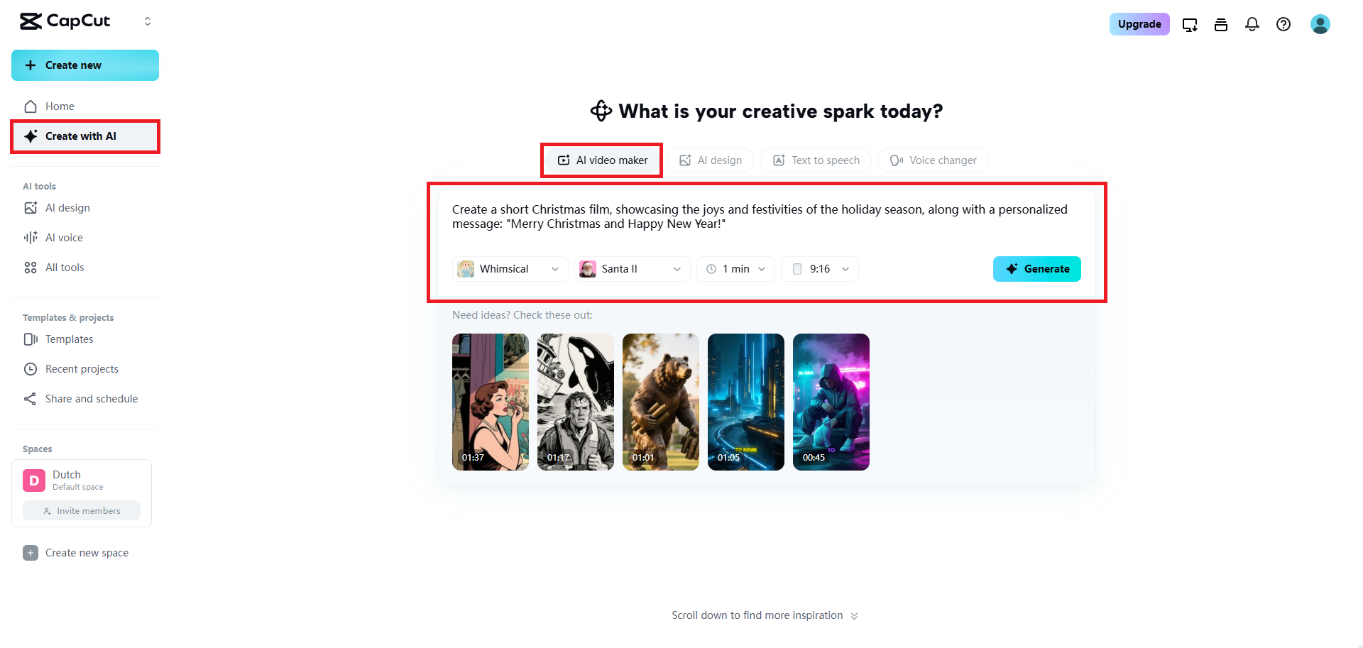Enter video details and generate it