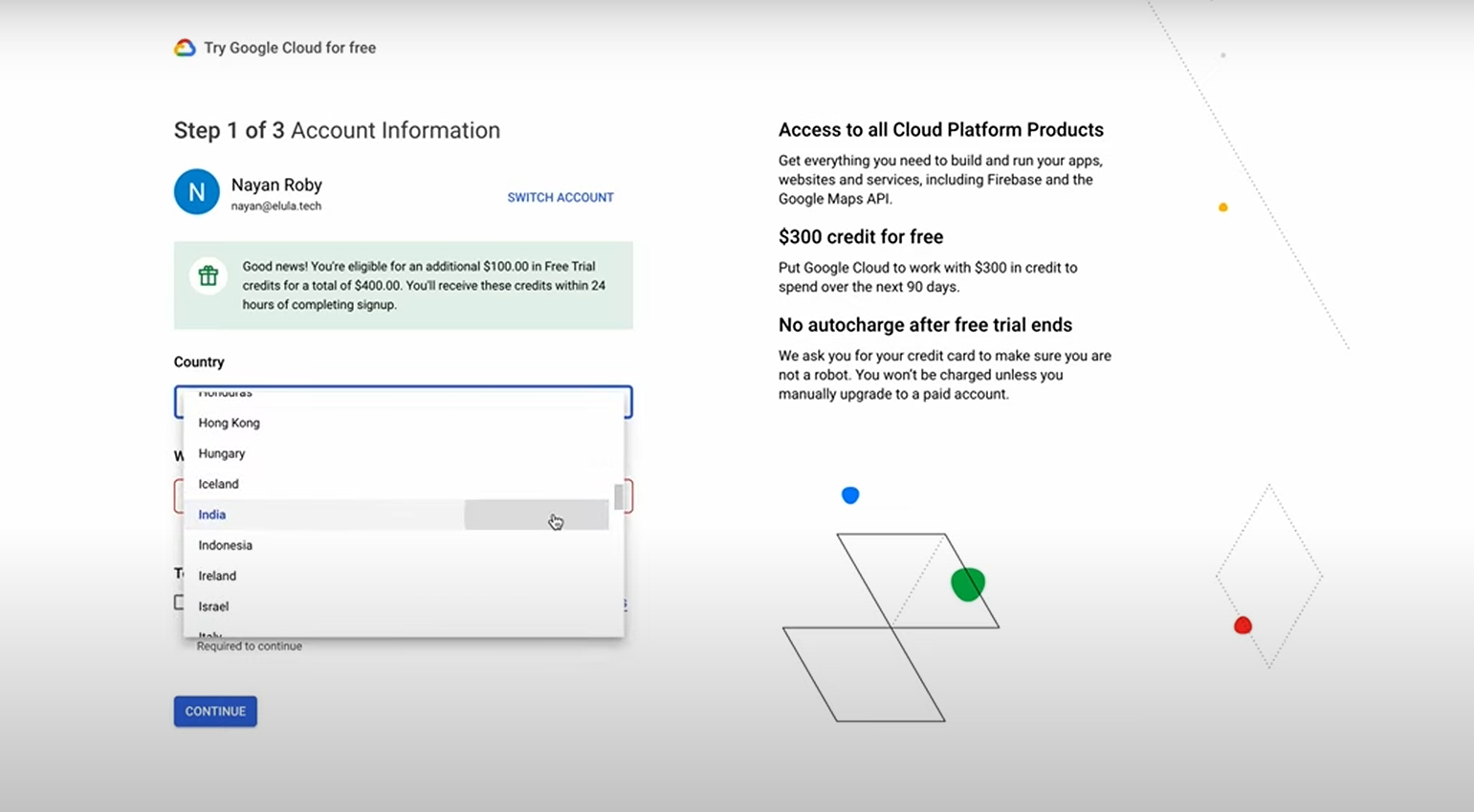 Set up a Google Cloud account